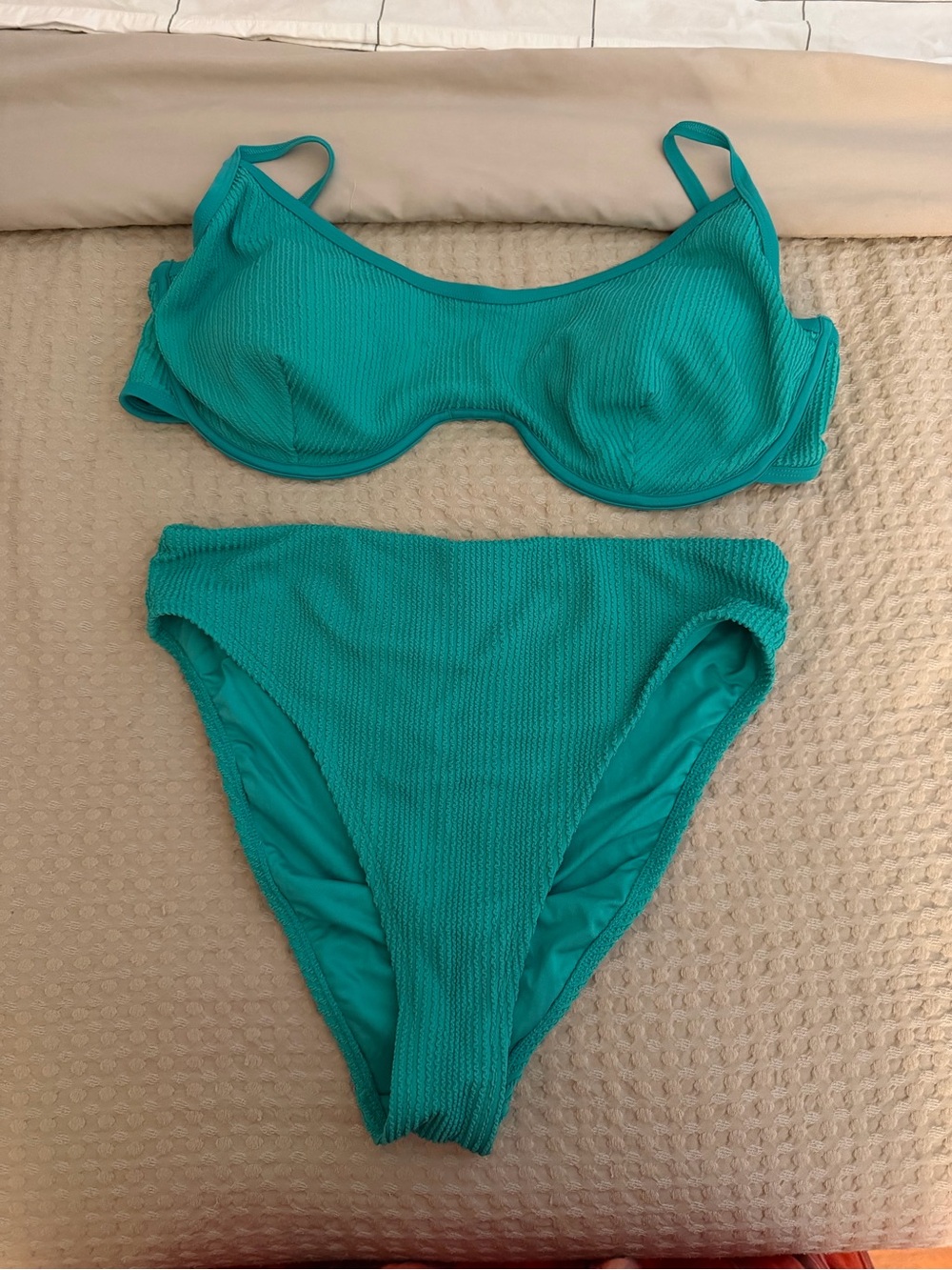 Old Navy Teal Ribbed Underwire Bikini Set